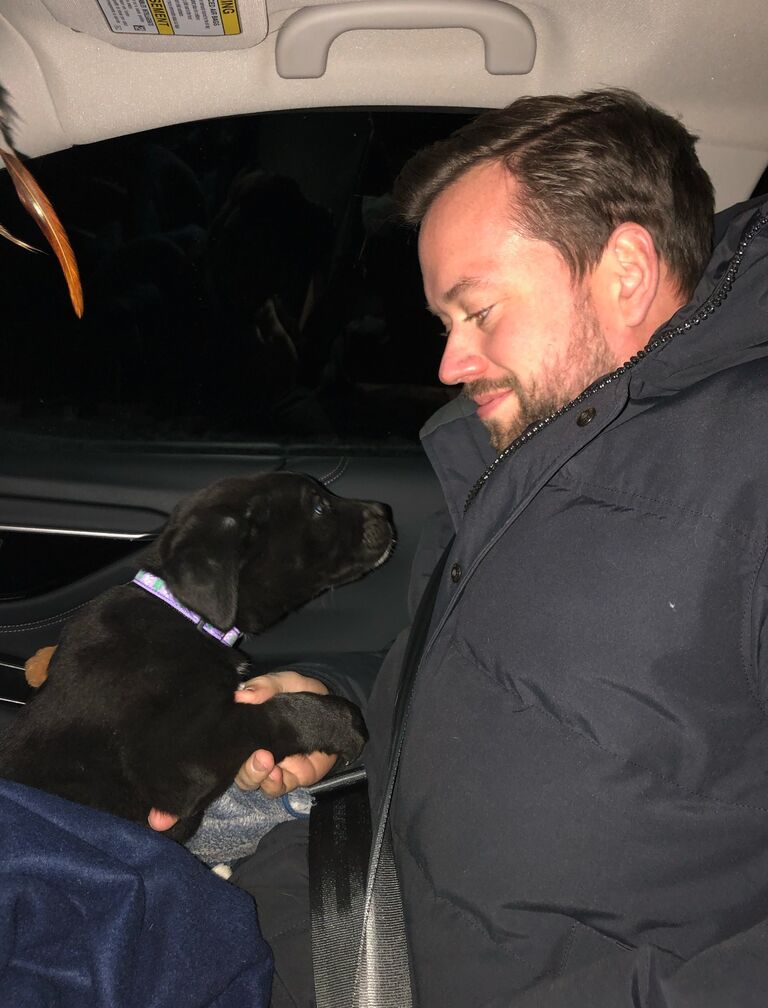 The day we picked up Su. I didn't know at that moment that I wouldn't sleep for the next 3 months. Love her.