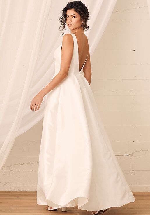 Lulus Luxe Bridal All My Devotion White Taffeta Sleeveless Plunge A ...