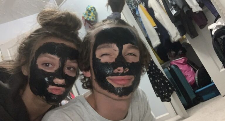 Forcing him to do face masks for our 1 year anniversary