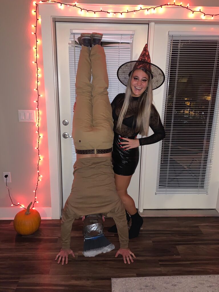 For Halloween this year, I wanted to make it simple for Erik. Therefore, he dressed as a broom and I as a witch. (Yes we duct taped a broom head to his head).