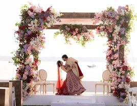 Husband and wife at the altar 