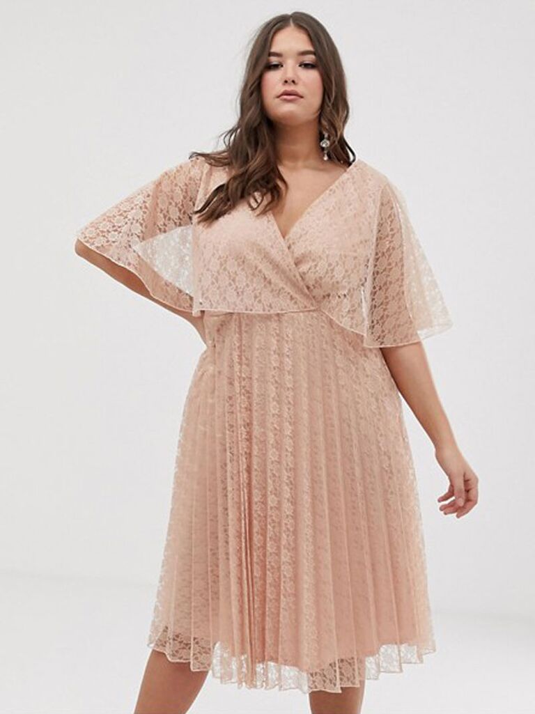 peach long gown for wedding