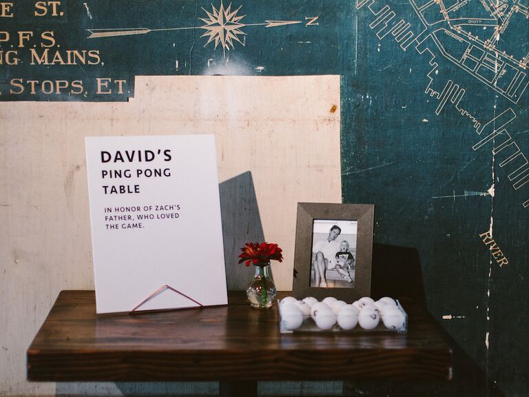 how to honor loved one at wedding ping pong themed memory table