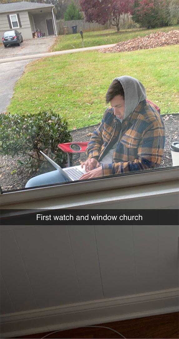 Falling in love when Abigail was quarantined and Chris would sit outside her window