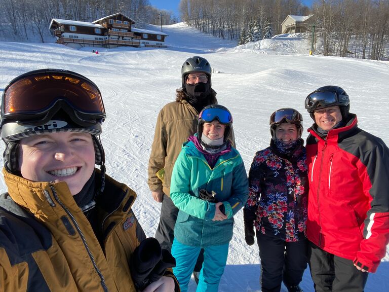 Skiing with Meredith's family up north at Whitecap Mountain.