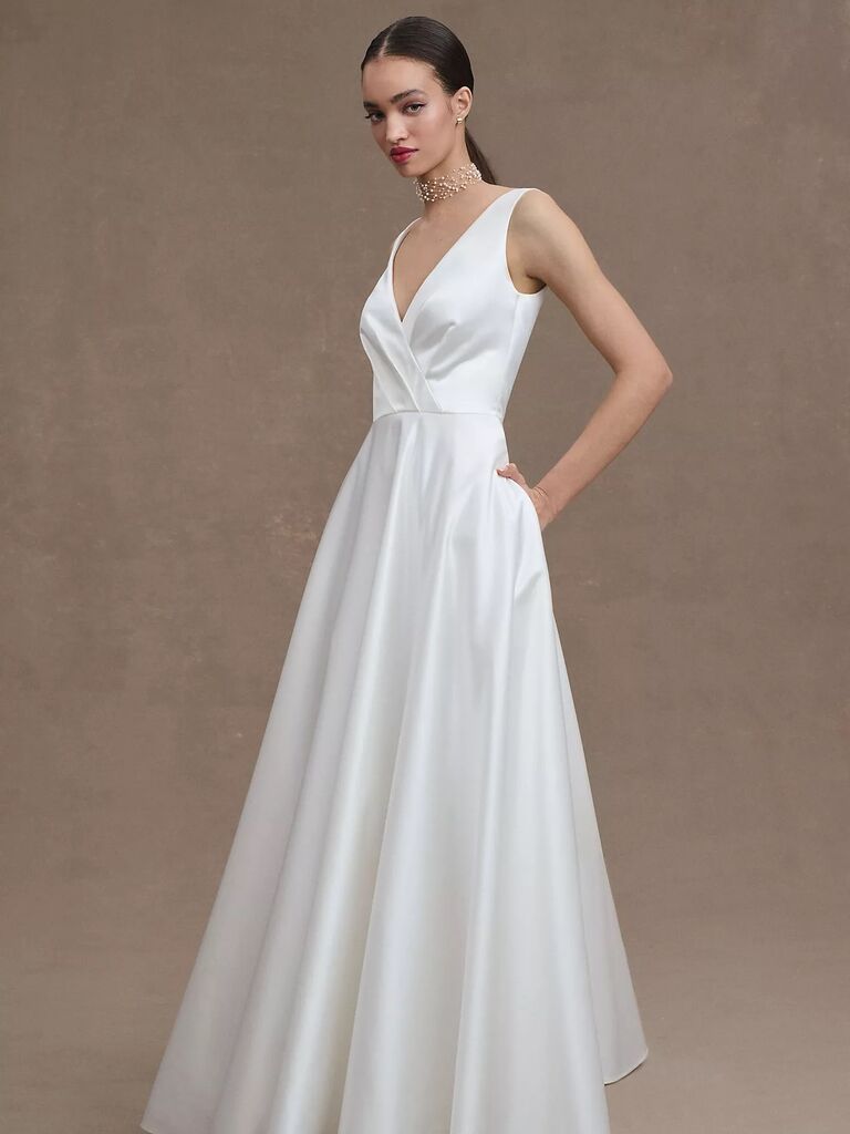 Silk affordable wedding dress by Anthropologie. 
