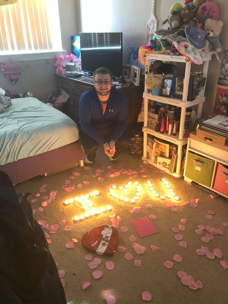 Michael set the bar very high very early as this was his set up for their first Valentine's Day together.