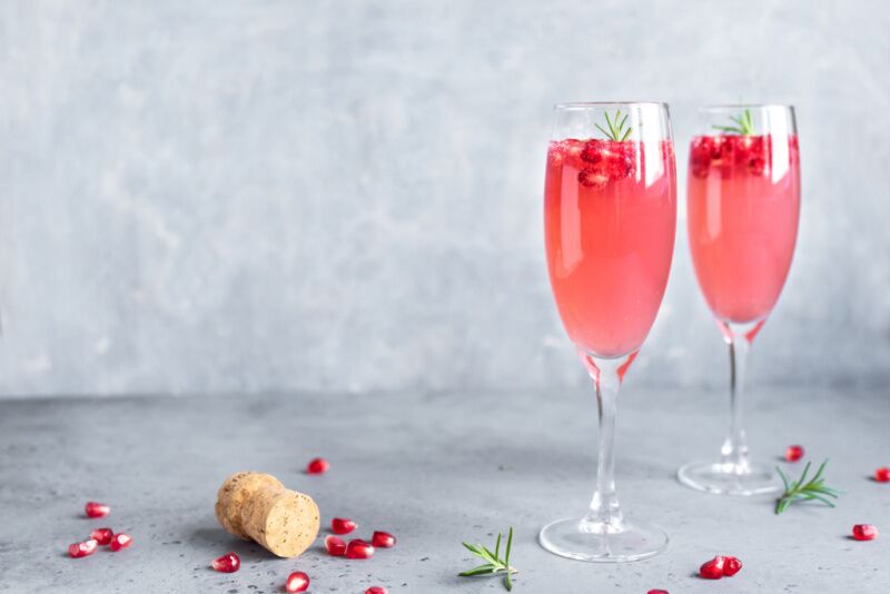 Pomegranate royal champagne cocktail Bridgeton themed party