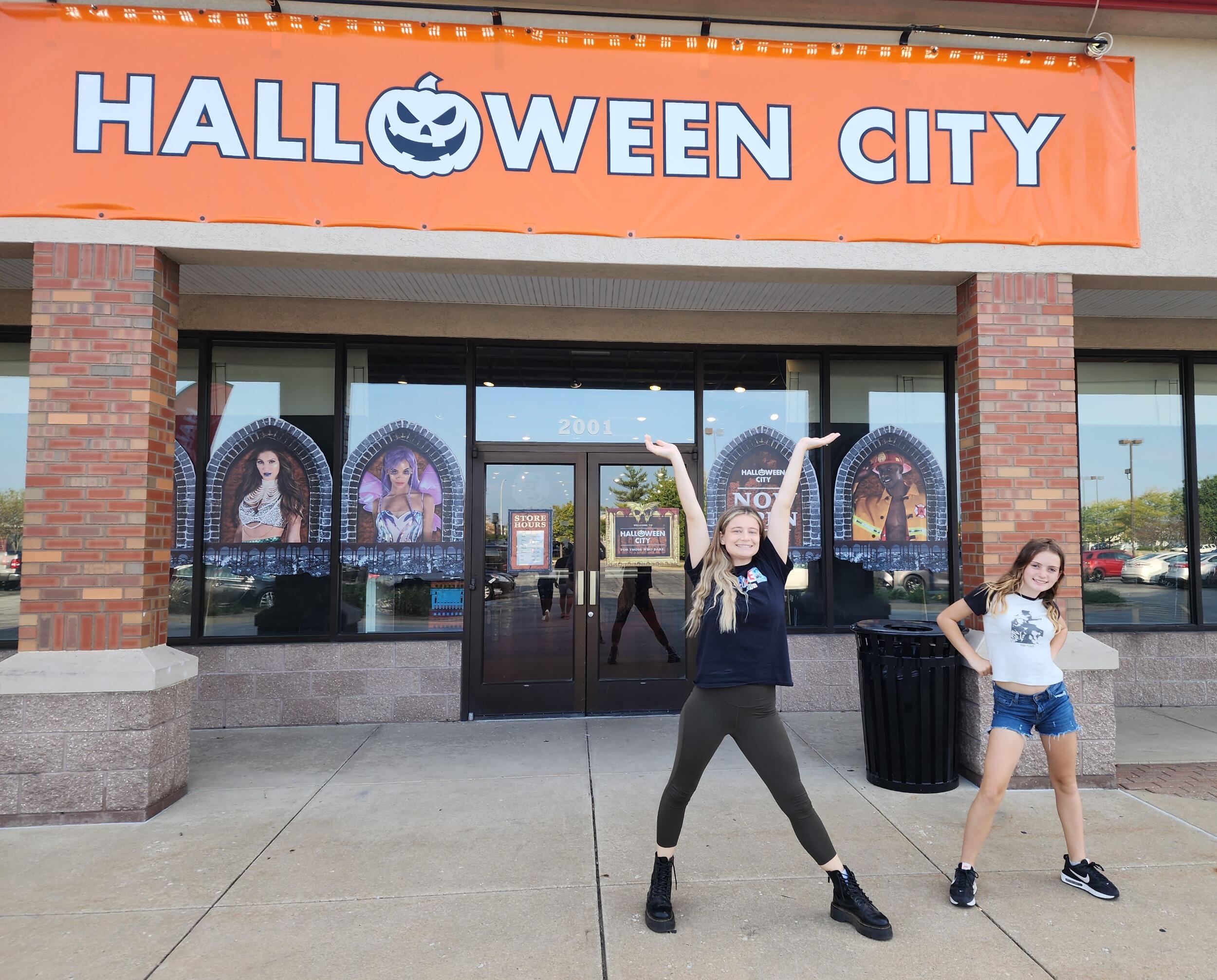 Tim, Meg, and Briley go Halloween shopping