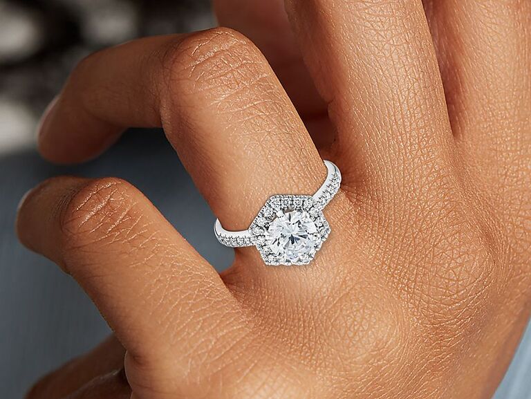 Hexagon shaped best sale diamond ring