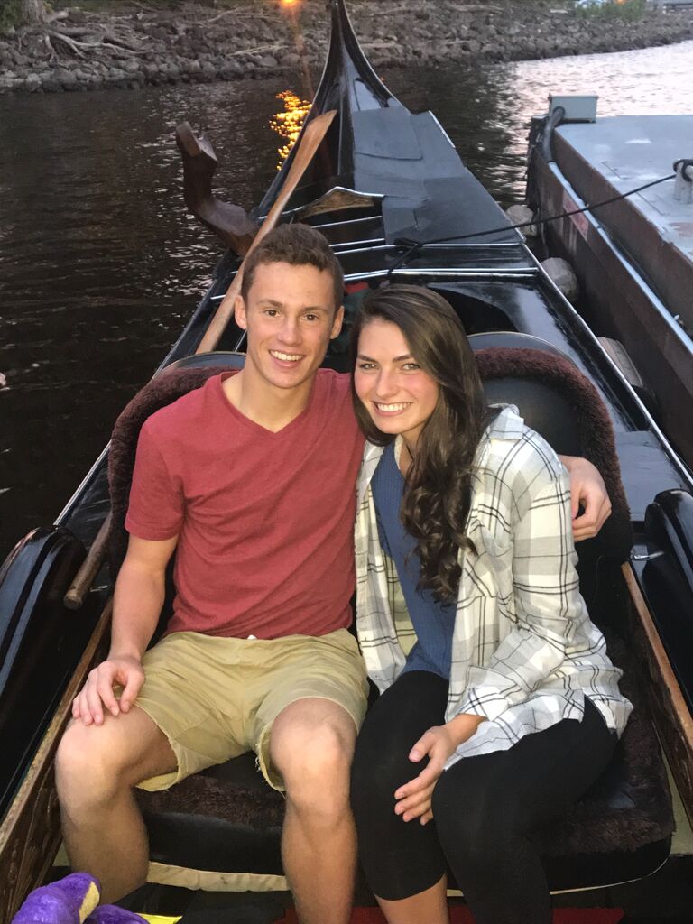 They celebrated their 1 year anniversary on a gondola ride on the St. Croix river.