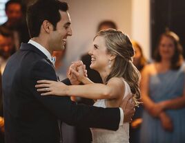 Couple enjoying their loving first dance