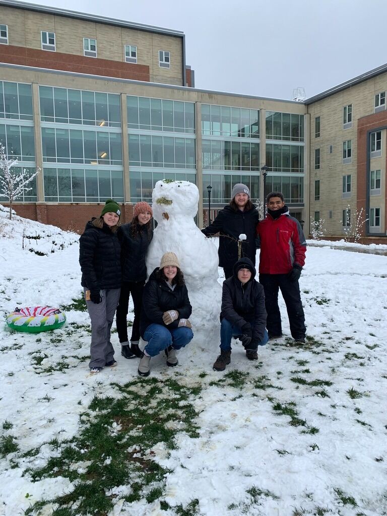 The day we met—the first snow of the season. Just passing by and an invitation given to build a snowman.