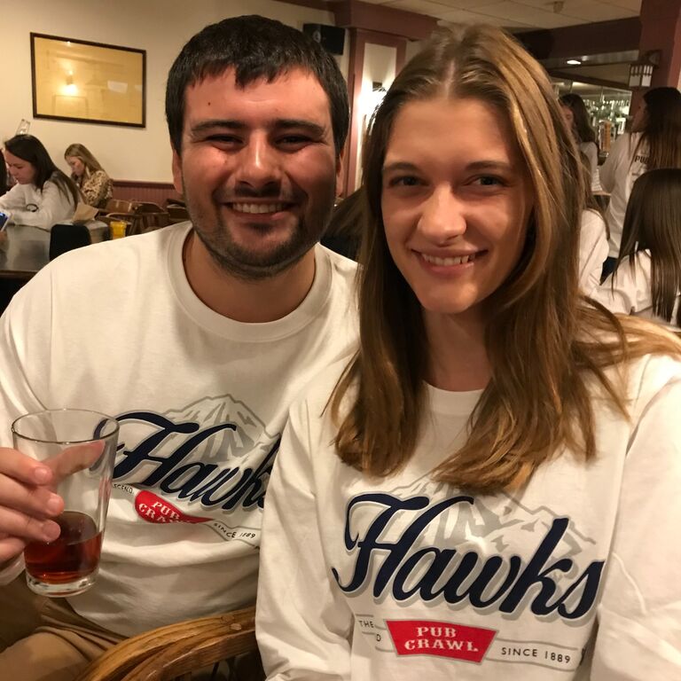We made many memories together during our senior year at Saint Anselm College. Here is a photo from our Pub Crawl through Manchester, NH. First stop was the Pub on campus!