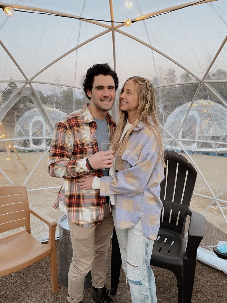 Savannah and Carter love to drink craft beer together! Especially in the cute Igloos at Miner Brewing Co.