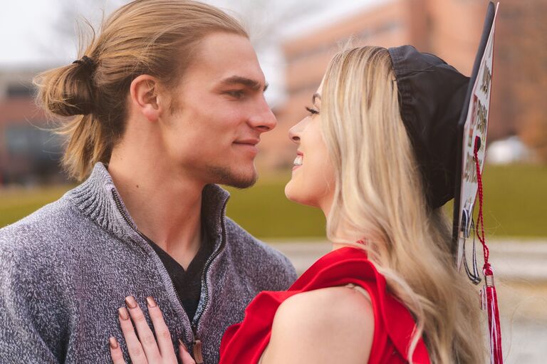 Emily graduated Ball State in December of 2019, and David was right by her side. She got a job at WTHR in Indianapolis, and David never blinked an eye and made the move with her.