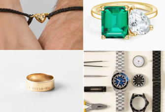 Collage of four anniversary jewelry gift ideas