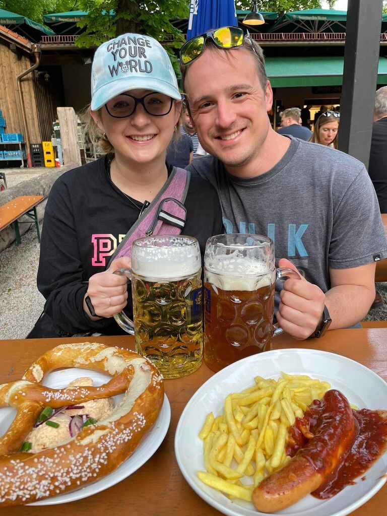 Cheers to food, beer, and good company while in Germany! 🇩🇪