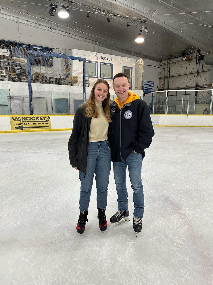 Nick took Meredith on the ice for their first time skating together- she wasn't too bad