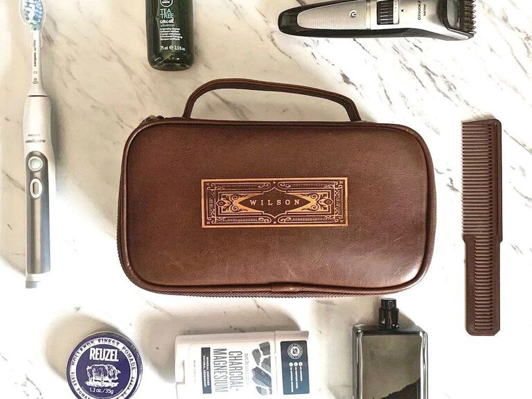 Personalized dopp kit wedding day gift for son