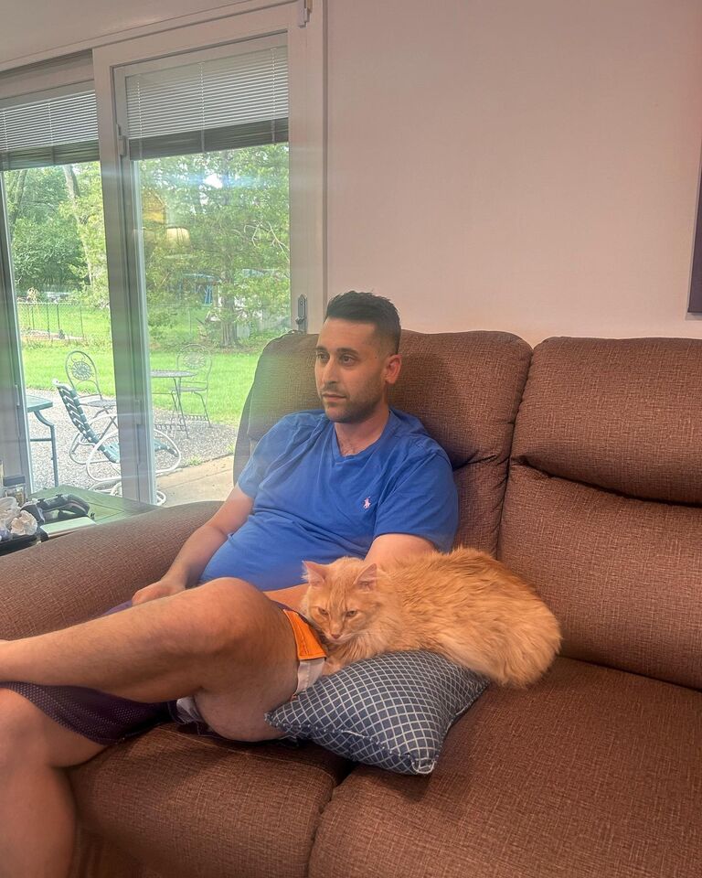 The day Brian accepted his role as a cat dad.