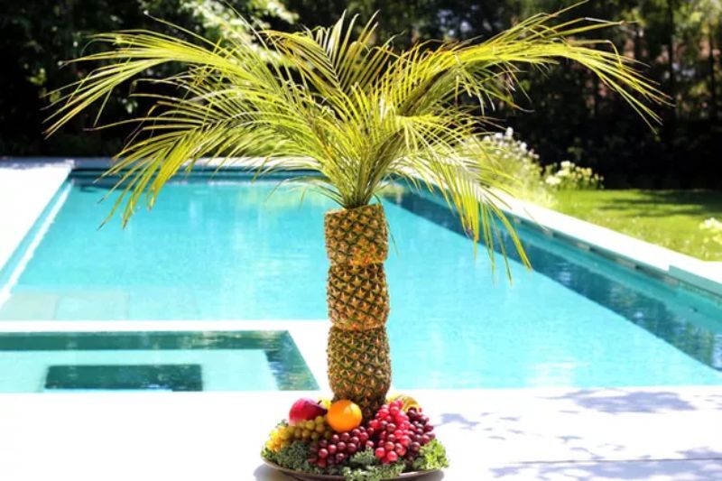 Pineapple palm tree serving tray Moana theme party ideas