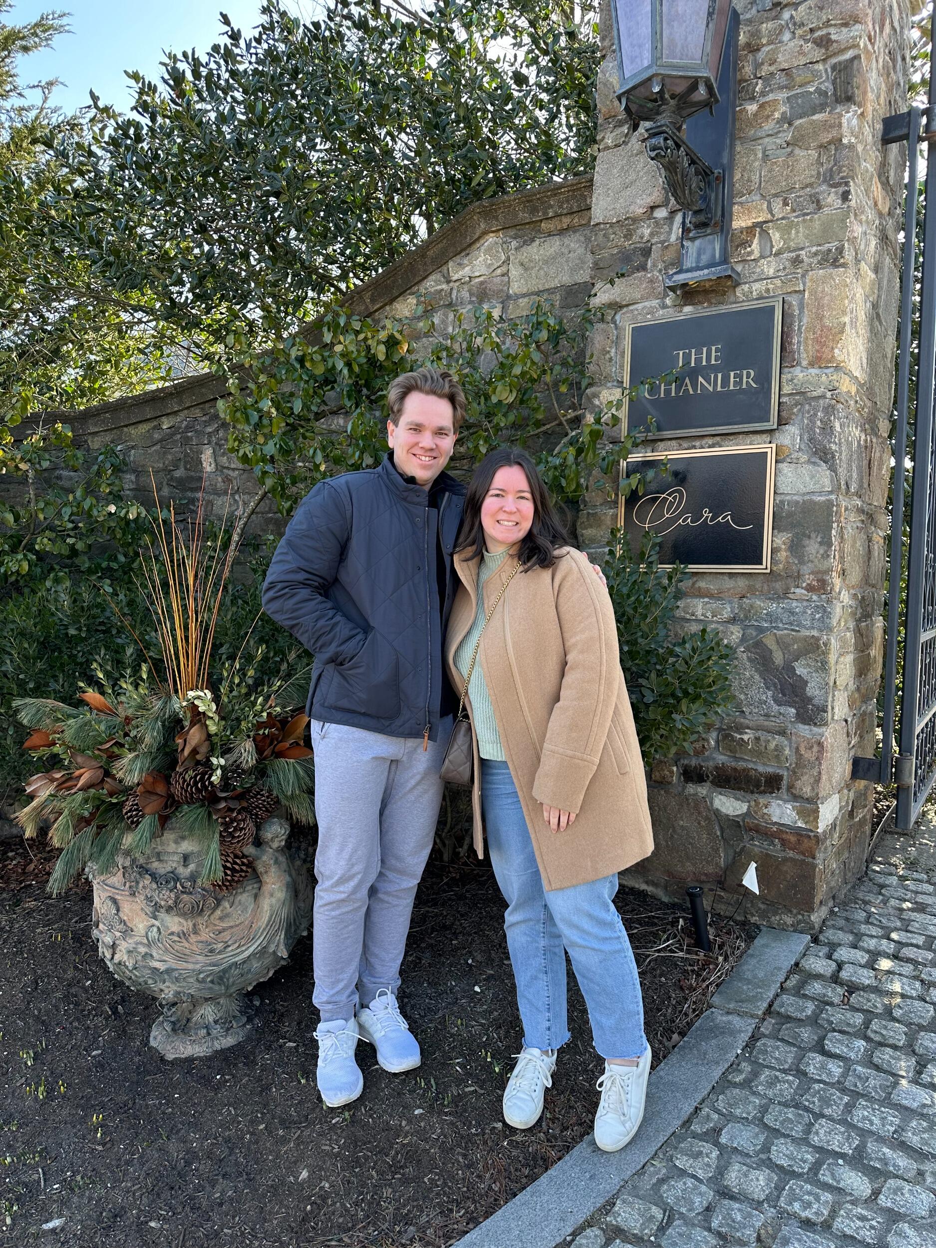 Here we are visiting our wedding venue once the planning got into full swing!