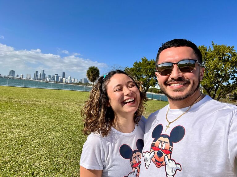 Our first Valentine's Day together and our first matching corny shirts.