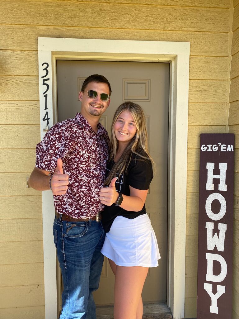 The first day of school picture, the first year we were both officially Aggies