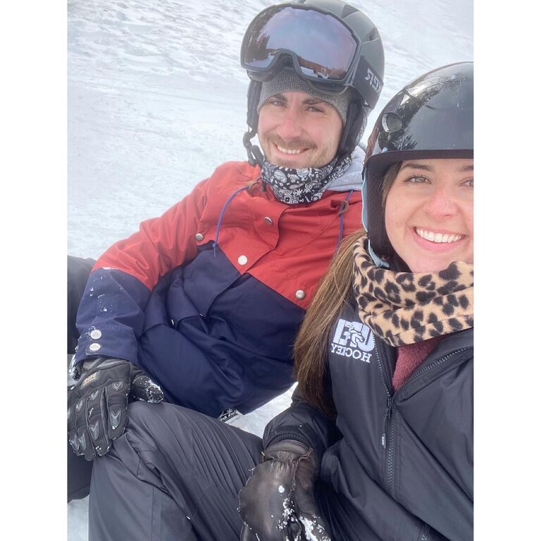 Obviously, the first date went well because Brandon then took Ashlyn Snowboarding for her very first time! Let's just say he was patient enough to stay on the bunny hill for most of the day. 