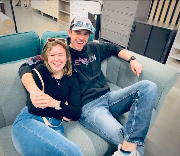 Our first picture together! 12 days into officially dating, Marshall bravely agreed to a group outing to IKEA with some of Kendall’s friends, where he learned that saying “hedge” anytime he sees “hej” on a sign will forever make Kendall look around for an indoor shrubbery. 