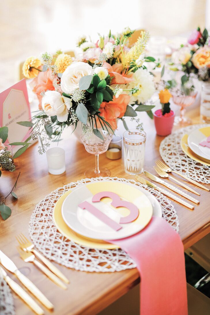 Playful Graphic Pink And Yellow Place Settings