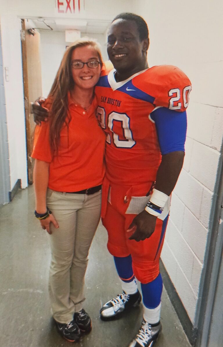 We met at Sam Houston State University. Timothy was a football player and Cameron was a student athletic trainer. 