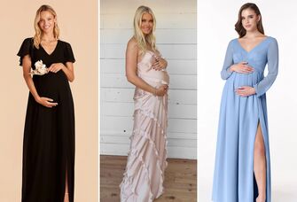 Three maternity bridesmaid dresses