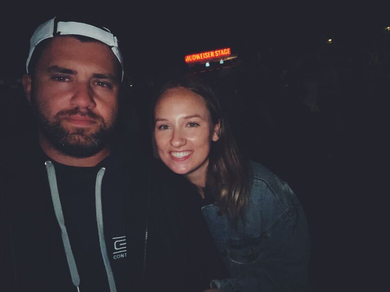 All smiles before we got a drink thrown at us for standing and dancing. #NoRagrets