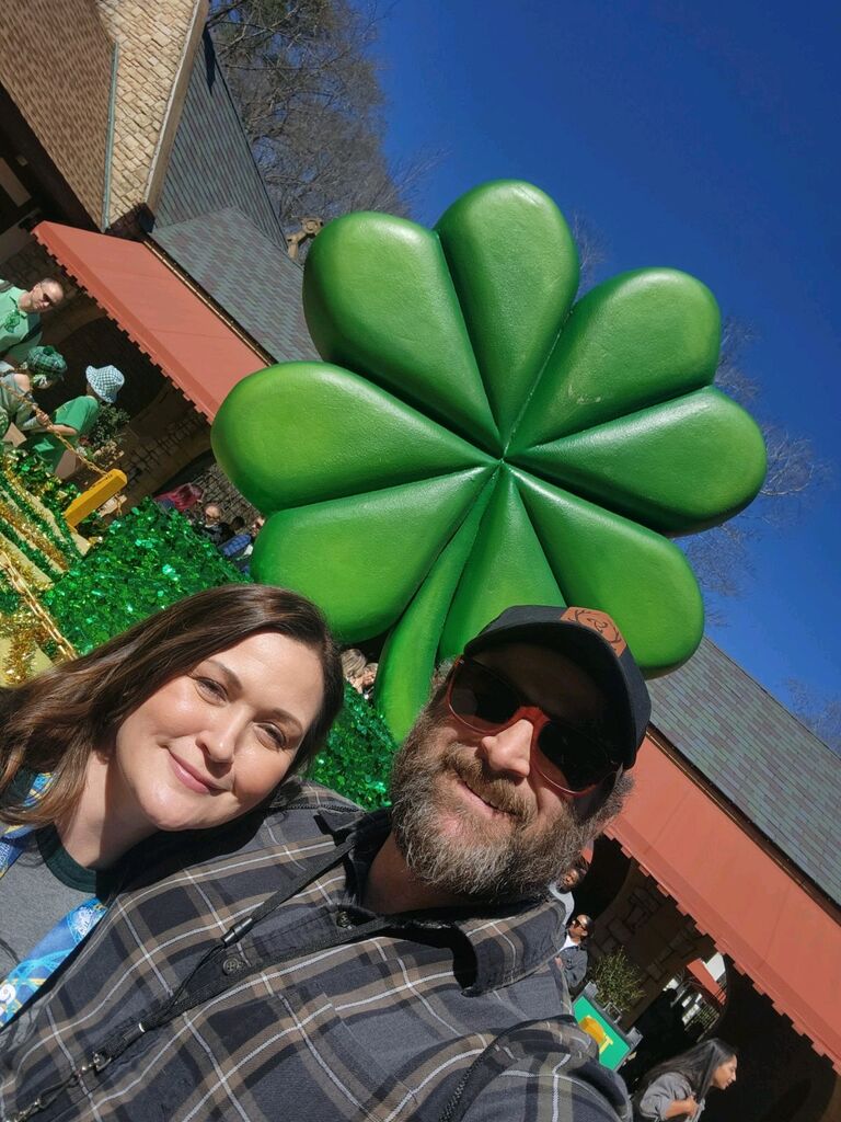 ST Pattys Day at Busch Gardens. Being in love is almost like a kick in the head! Seriously, I nearly got kicked in the head we were seated so close to the stage for their show in the Ireland area.