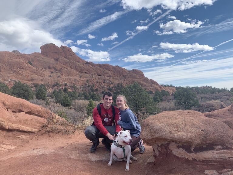 Chad after recently graduating from CSU moved to Colorado Springs to pursue a master's degree in biochemistry. We decided to do long distance and would often spend weekends together. Here we are visiting the Garden of the Gods close to Chad's apartment.