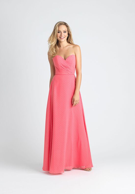 salmon colored bridesmaid dress