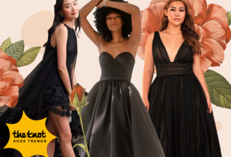 Collage of best black wedding dresses 2023-2024. 