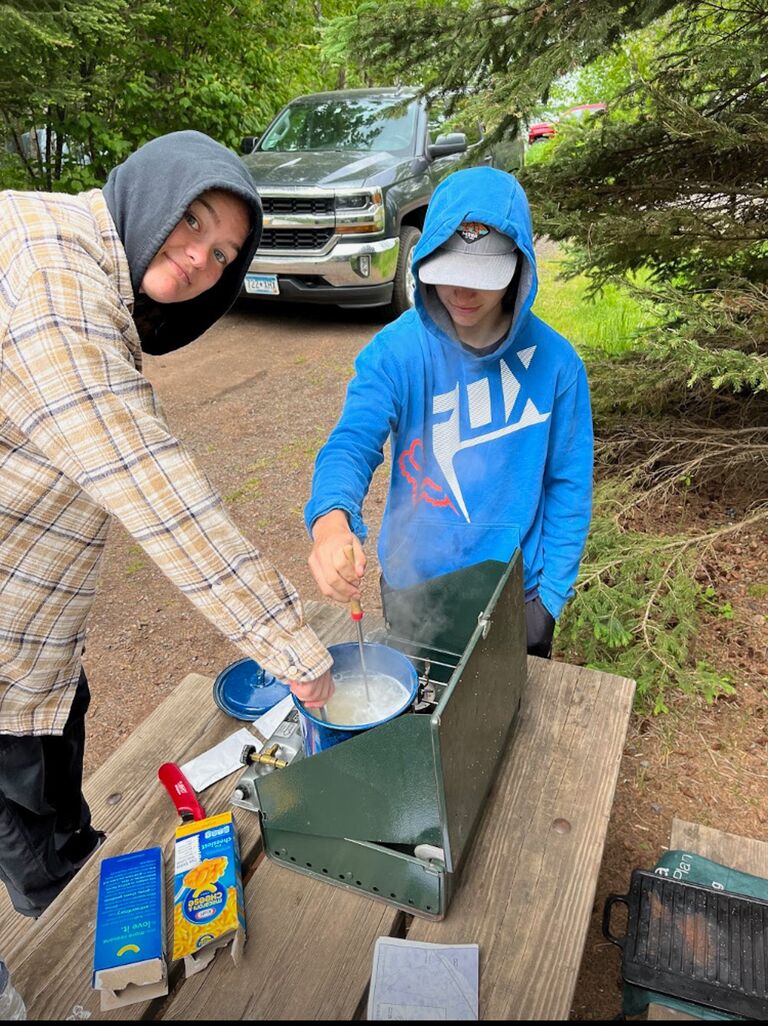 Gavin and Julia practice their college mean prep skills camping on the north shore