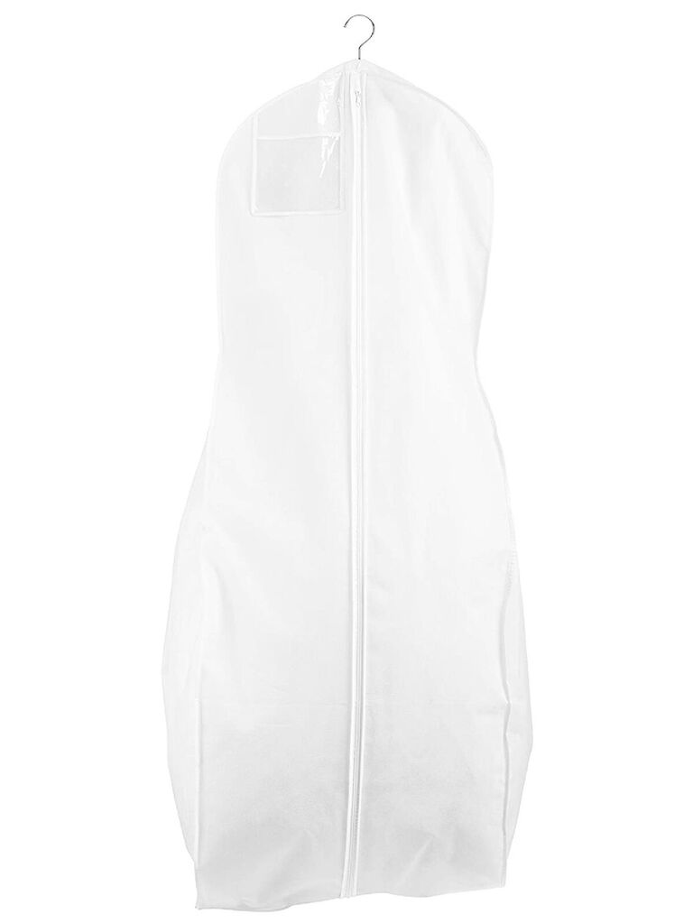 White plastic bag with front zipper and clear mini square