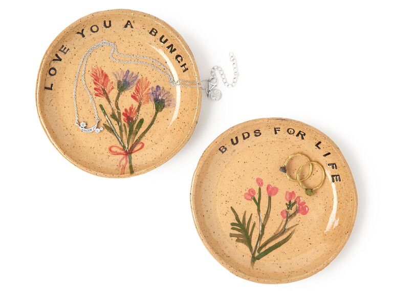Love You A Bunch and Buds For Life floral ring dishes bridesmaid gift