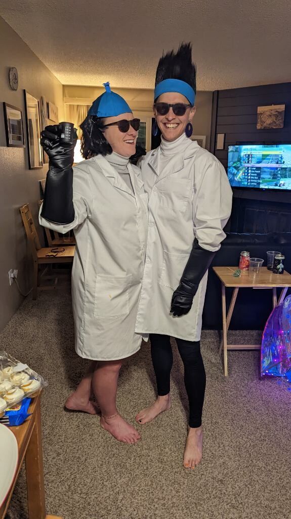 Yzma and Kronk at a halloween party! "Pull the lever KRONK!"