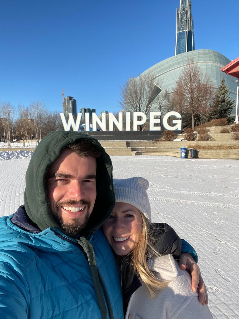 Mackenzie showed Josh around Winnipeg, and he experienced a white Christmas for the first time ever.