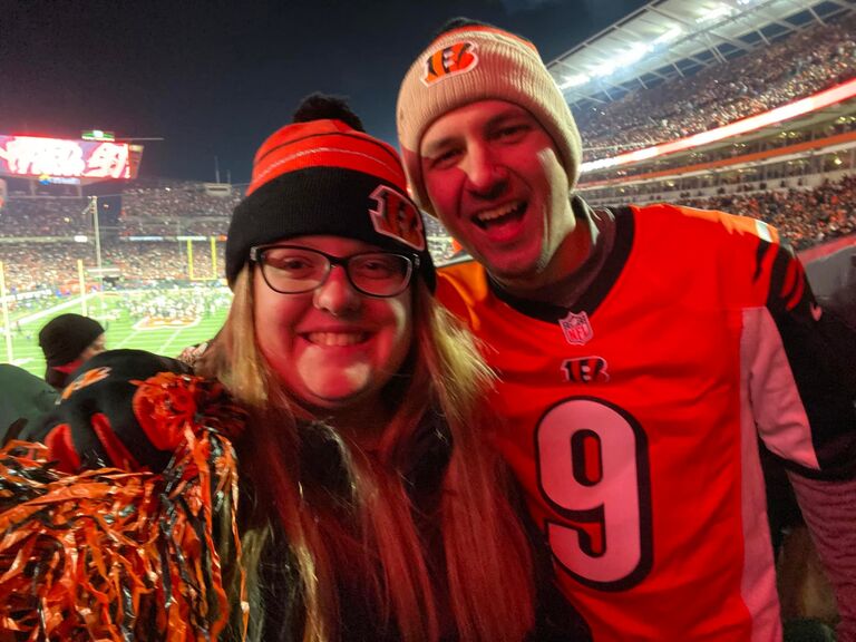 Watching the Bengals win their first playoff game in 31 years!