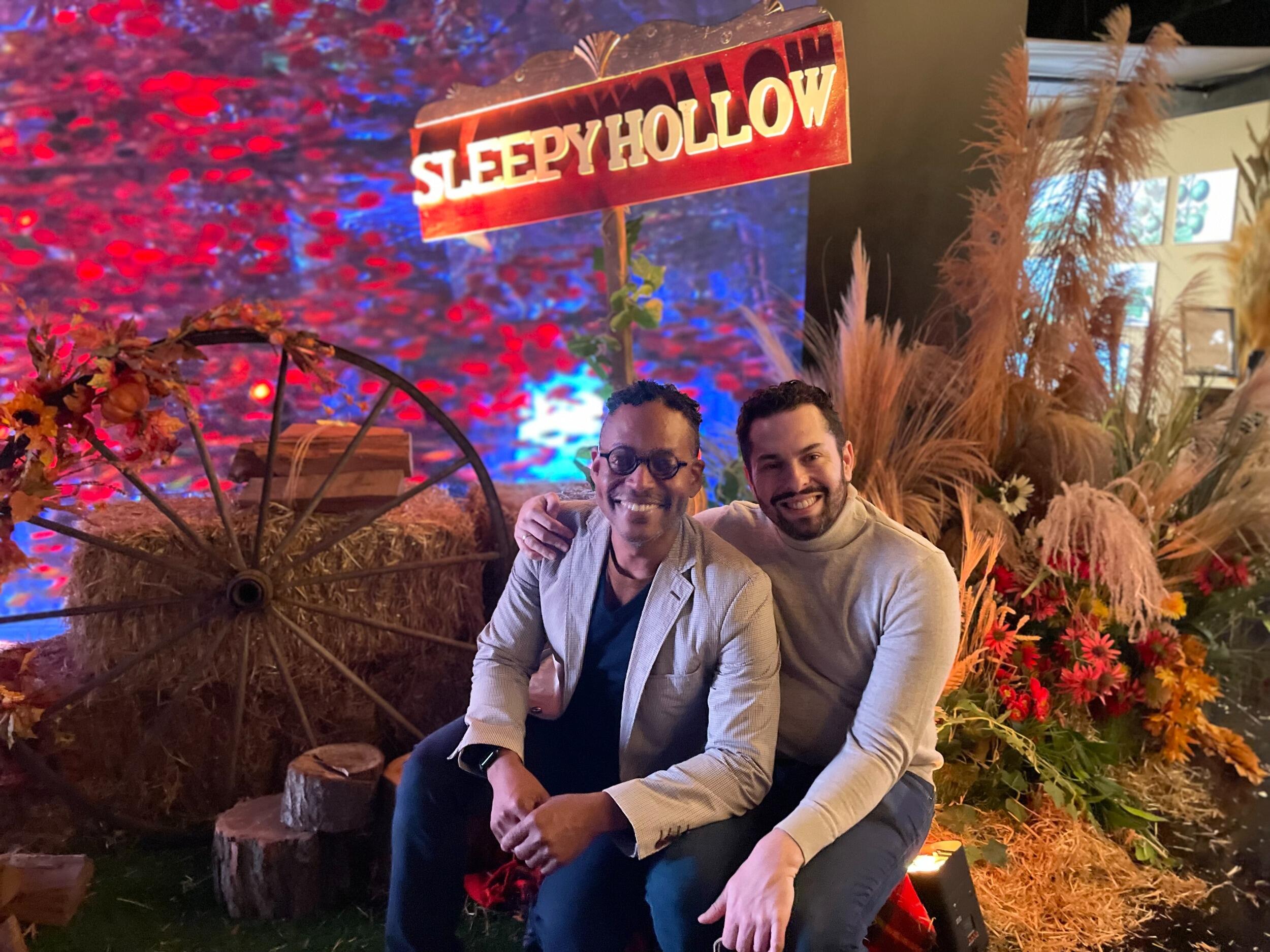 Celebrating Lori's birthday at the Sleepy Hollow exhibit...