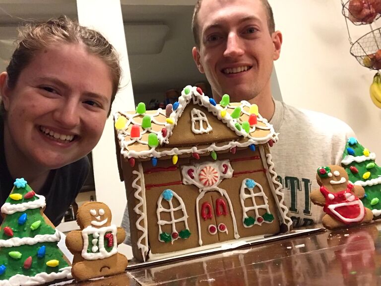 Our first New Year's Eve together! Josh and I love being creative together whether it's building gingerbread houses or having painting nights! 
