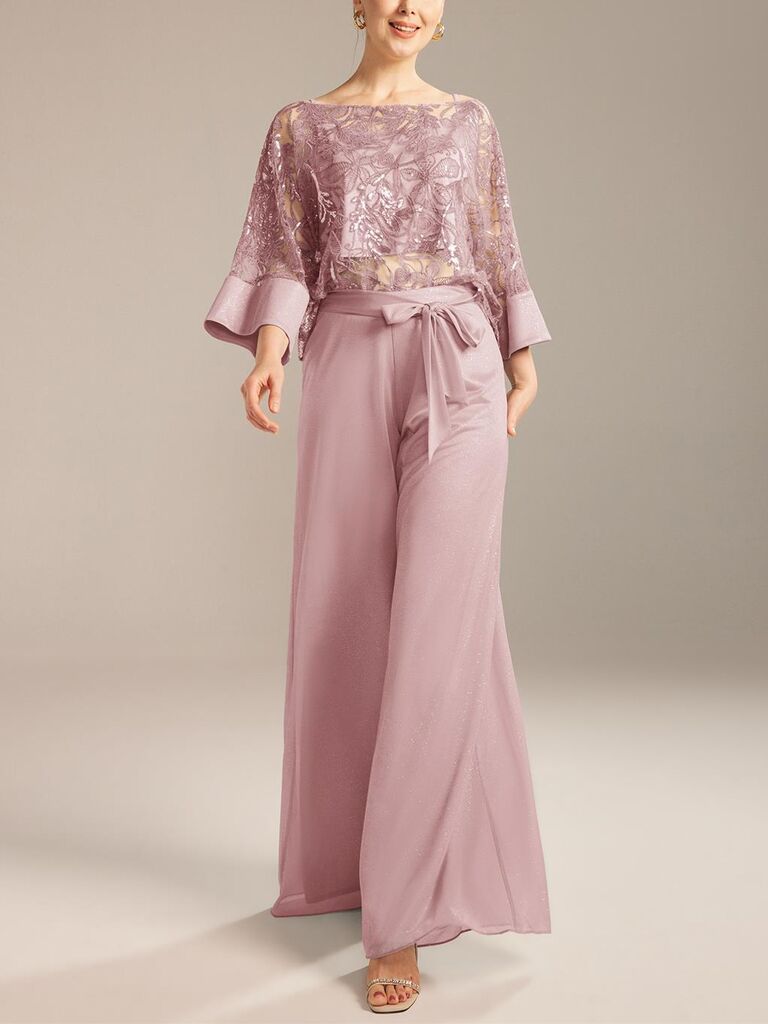 Mother of the bride lace pant suits best sale