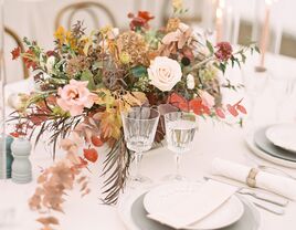 Rustic floral centerpiece at wedding