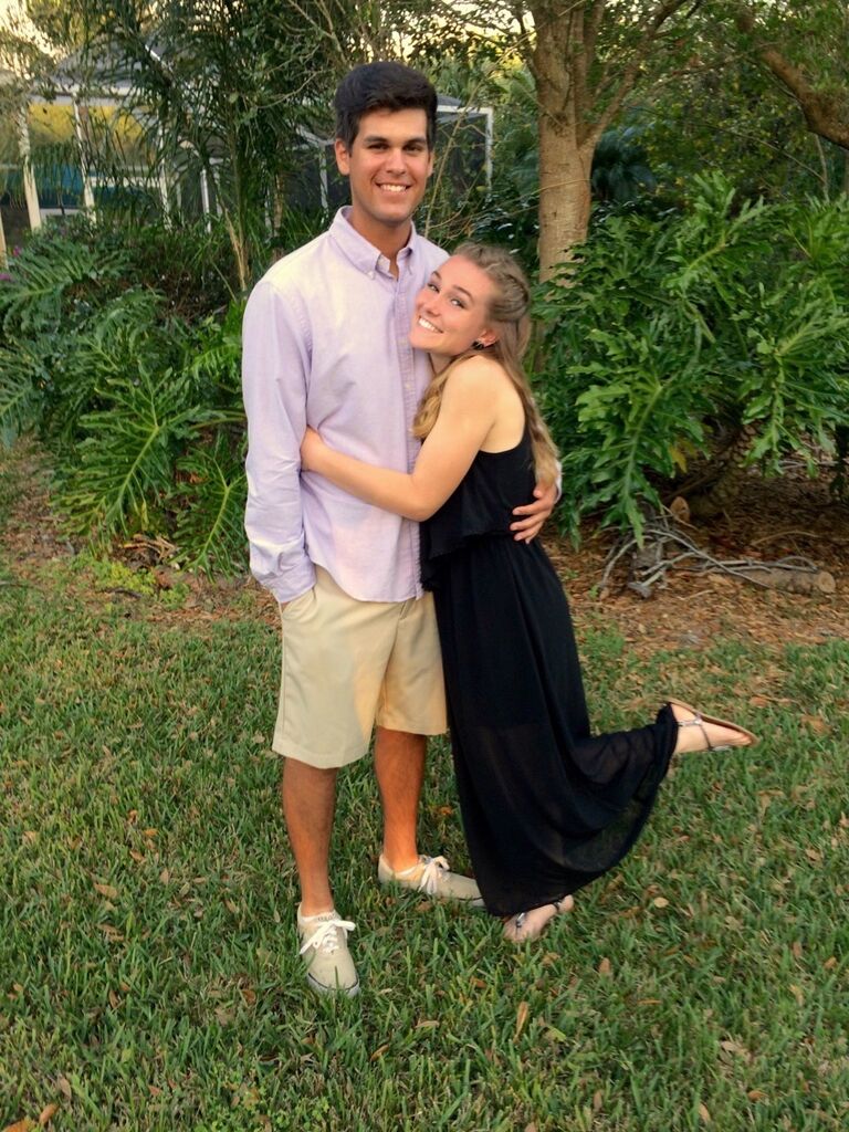 Our 1st year anniversary!! Daniel had come to  Gabby's soccer game and surprised her with flowers and a dress (worn in this pic).